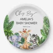 オーボーイジャングルサファリベイビーシャワートロピカル紙Pl ペーパープレート (正面)