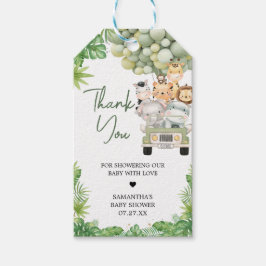オーボーイジャングルサファリベイビーシャワーメッセージカード ギフトタグ