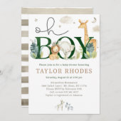 オーボーイジャングルサファリベイビーシャワー招待状 招待状 (正面/裏面)