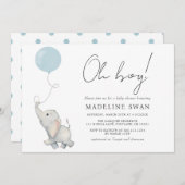 オーボーイスウィートエレファントベビーシャワー招待状 招待状 (正面/裏面)