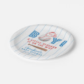 オーボーイスポーツ野球テーマベビーシャワー ペーパープレート (アングル)