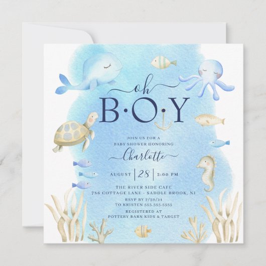 オーボーイズザシーベビーシャワー招待状 招待状 (正面)