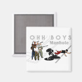 オーボーイズ – 自転車の男がマンホールを襲う マグネット (正面/裏面)