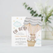 オーボーイテディベアウッドランドニュートラルベビーシャワー 招待状 (スタンド正面)