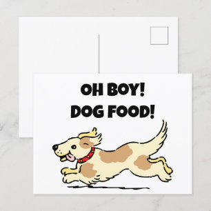 オーボーイドッグフード空腹の子犬の漫画イラストレーション ポストカード