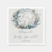 オーボーイバニーラビットブルーフローラベビースプリンクル スタンダードカクテルナプキン (正面)