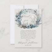 オーボーイバニーラビットブルーフローラリースベビーシャワー サンキューカード (正面)