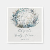 オーボーイバニーラビットブルーフローラリースベビーシャワー スタンダードカクテルナプキン (正面)