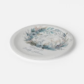 オーボーイバニーラビットブルーフローラリースベビーシャワー ペーパープレート (アングル)