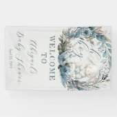 オーボーイバニーラビットブルーフローラリースベビーシャワー 横断幕 (横)