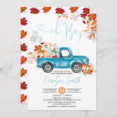 オーボーイパンプキンブルートラック秋ベビーシャワー 招待状 (正面/裏面)