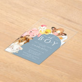 オーボーイファームアニマルズシャワー招待状 アクリル招待状 (レイダウン)