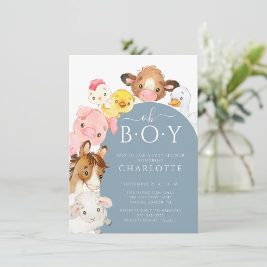 オーボーイファームアニマルズシャワー招待状 招待状 (スタンド正面)