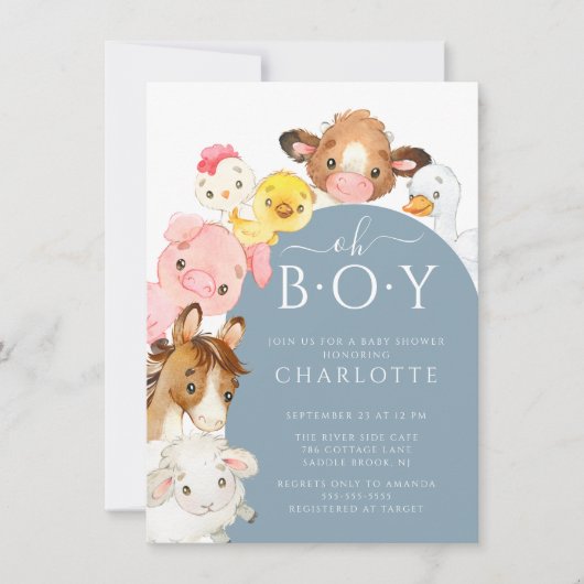 オーボーイファームアニマルズシャワー招待状 招待状 (正面)