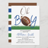 オーボーイフットボールベビーシャワー招待状 招待状 (正面/裏面)