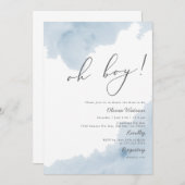 オーボーイブルーウォーター色ベビーシャワー招待状 招待状 (正面/裏面)