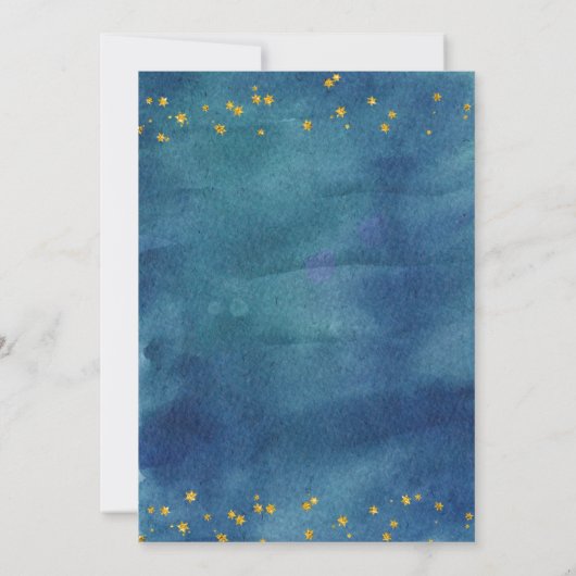 オーボーイブルーエレファントベビーシャワー招待状 招待状 (裏面)