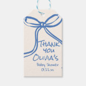 オーボーイブルーハンドボー書ビービー描シャワー ギフトタグ (正面)