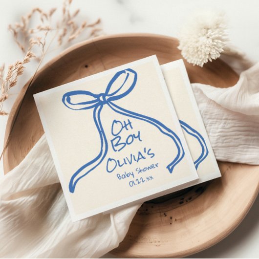 オーボーイブルーハンドボー書ビービー描シャワー スタンダードカクテルナプキン