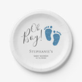 オーボーイブルー足ベビーシャワー ペーパープレート (正面)