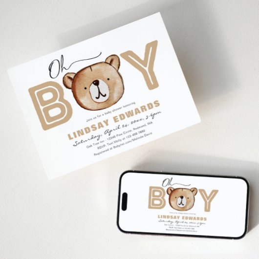 オーボーイベアーベビーシャワー招待状 招待状