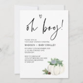 オーボーイベビーシャワーパーティー感謝祭秋 招待状 (正面)