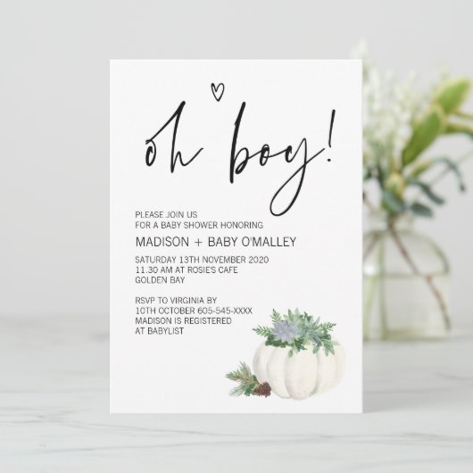 オーボーイベビーシャワーパーティー感謝祭秋 招待状 (スタンド正面)