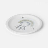 オーボーイベビーシャワーブルーボーホーレインボーナプキンズ ペーパープレート (アングル)