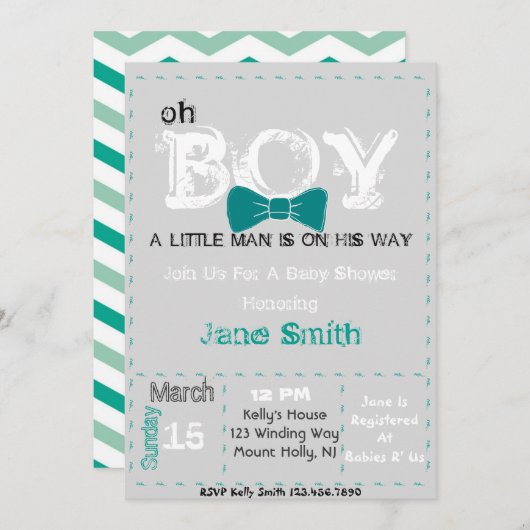 オーボーイベビーシャワー招待状 招待状 (正面/裏面)