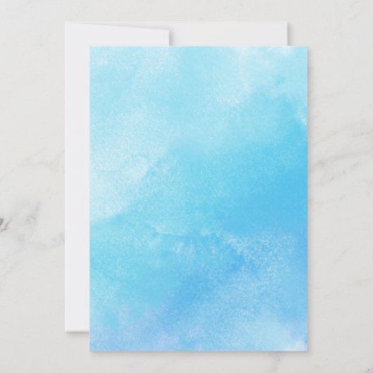 オーボーイベビーブルーバルーンユーカリ赤ちゃんシャワー 招待状 (裏面)