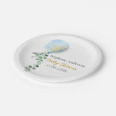 オーボーイベビーブルーバルーンユーカリ ペーパープレート (アングル)