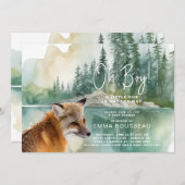 オーボーイリトルキツネベビーシャワー 招待状 (正面/裏面)