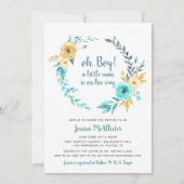 オーボーイリトルマンベイビーシャワーダークグレー招待状 招待状 (正面)