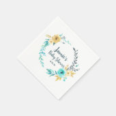 オーボーイリトルマンベイビーシャワーボーイブルーティール(緑がかった色)グレー スタンダードカクテルナプキン (角)