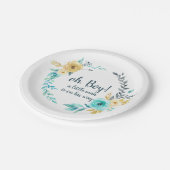 オーボーイリトルマンベビーシャワーブルーグレーリース ペーパープレート (アングル)