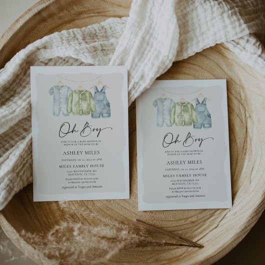 オーボーイ服ベビーシャワー招待状 招待状