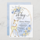 オーボーイ男の赤ちゃんディアベビーシャワー 招待状 (正面/裏面)