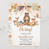 オーボーイ秋ウッドランドベビーシャワー 招待状 (正面/裏面)