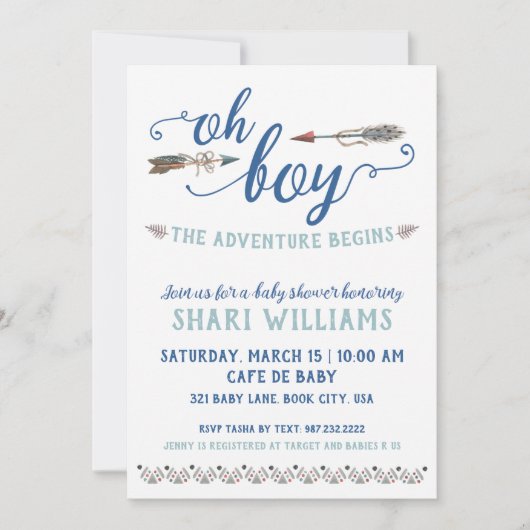 オーボーイ部族ベビーシャワー招待状 招待状 (正面)