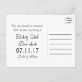 オーボーイ黒口ひげ新生児ガールアナウンス 案内ポストカード (裏面)