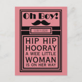 オーボーイ黒口ひげ新生児ガールアナウンス 案内ポストカード (正面)