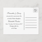 オーボーイ黒口ひげ新生児ガールアナウンス 案内ポストカード (裏面)