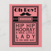 オーボーイ黒口ひげ新生児ガールアナウンス 案内ポストカード (正面)