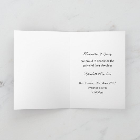 オーボーイ黒口ひげ新生児ガールアナウンス 案内状 (内部)