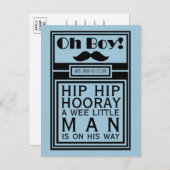 オーボーイ黒口ひげ新生児少年アナウンス 案内ポストカード (正面/裏面)