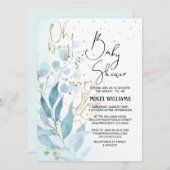 オーボーイ |水のエレガント色がシンプルなベビーシャワー   招待状 (正面/裏面)