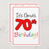 オーマの70歳の節目誕生日パーティー 招待状 (正面/裏面)