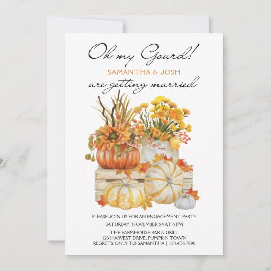 オーマイグルドカボンプキンサンクスギビング婚約パーティ 招待状 (正面)