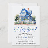 オーマイグルドスイートブルーホーム引っ越し祝いパーティーパーティー 招待状 (正面)