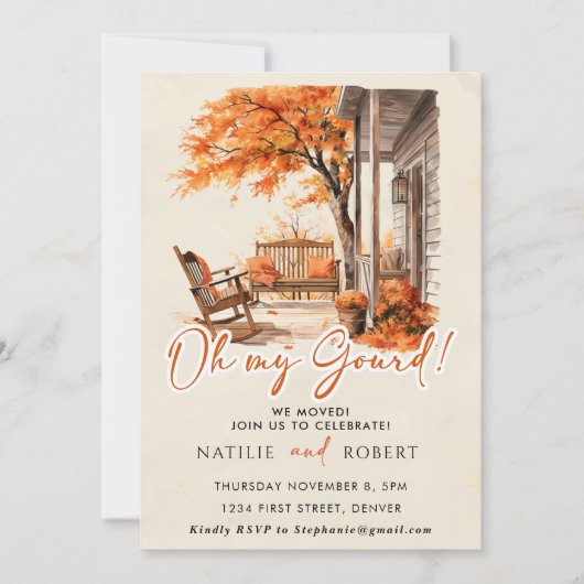 オーマイグールド秋カボチャ引っ越し祝いパーティーパーティー 招待状 (正面)